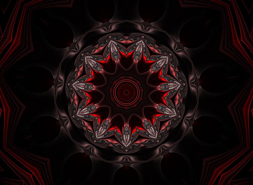 Rosette, Mandala, Kaleidoscope, Red Wallpaper, Red Background, Ornament, Wallpaper, Decor, Decorative, Symmetric, Texture