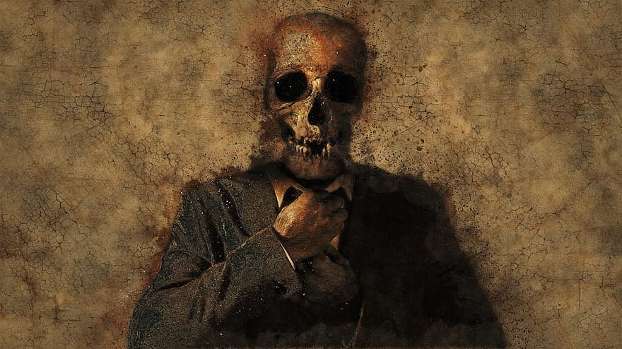 hombre, cráneo, fondo, textura, muerte, esqueleto, vendimia, retro, grieta, suelo, decorativo