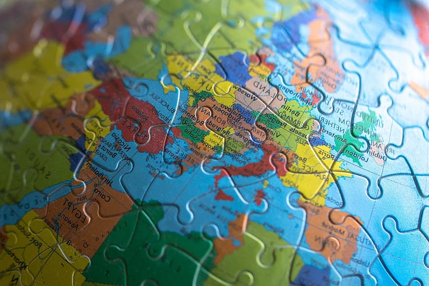 globe, geology, map, puzzle, part of, solution, jigsaw puzzle, connection, ideas, pattern, blue