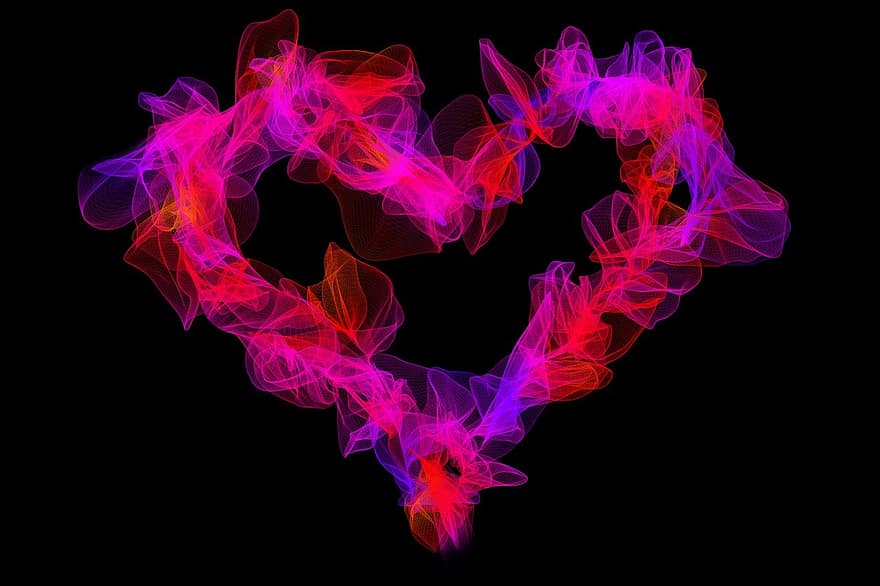 des particules, cœur, amour, La Saint Valentin, carte de voeux, Contexte, relation, bannière, entête, abstrait, vibration