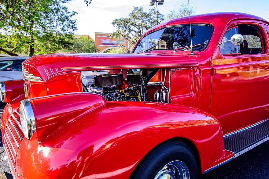 Hot Rod, Lincoln, punainen auto, auto, autojen, ajoneuvo, moottori, vuosikerta, retro