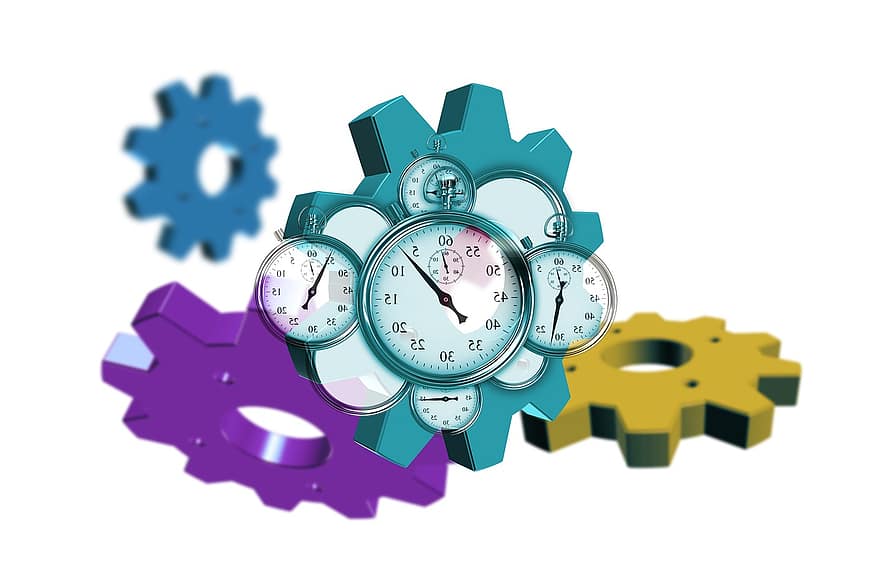 chronomètre, engrenages, travail, temps, la gestion, optimisation, optimiser, Efficacité, entreprise, affaires, productivité