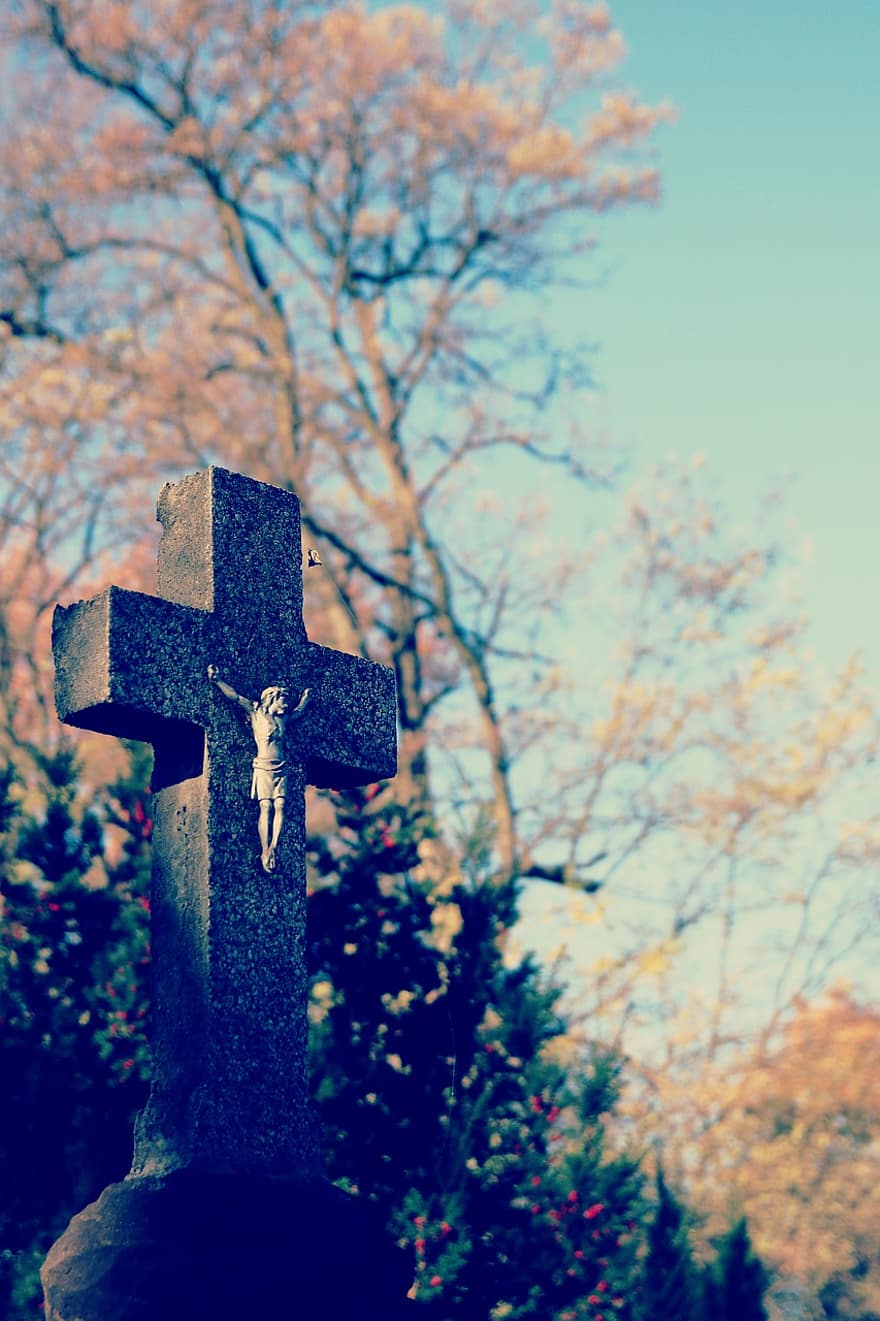 Graveyard, Tombstone, Cemetery, Christianity, religion, cross, catholicism, spirituality, tree, death, old
