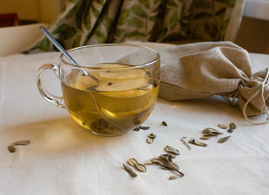 teh, teh herbal, teh hijau, kaca, cangkir