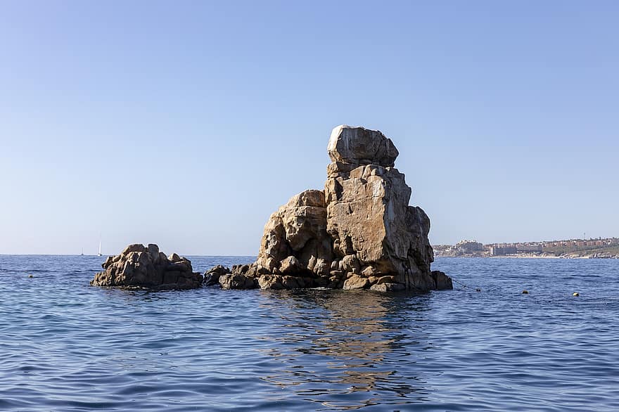 skały, plaża, cabos, San Lucas, Pelikan Rock, ocean