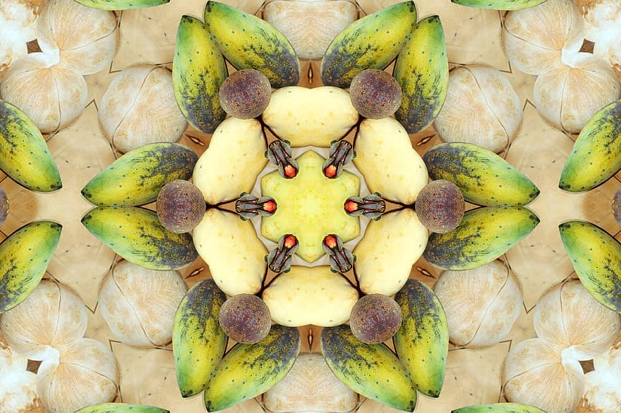 mandala, fruit, yantra, patroon, achtergrond, caleidoscoop