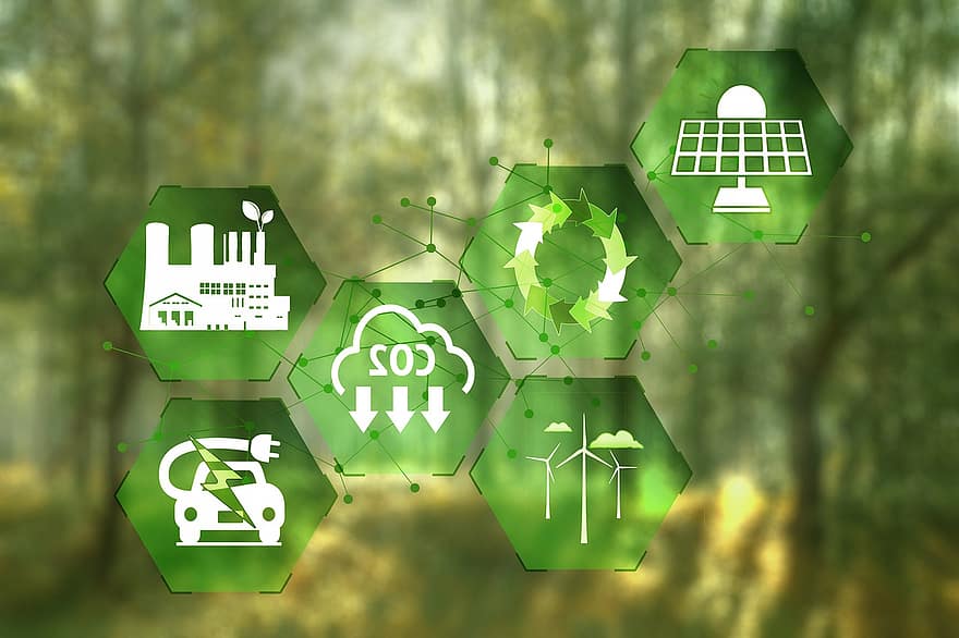 yenilenebilir enerji, Çevre dostu, kavram, şirket, yönetim, sürdürülebilir, teknoloji, blockchain, ağ, nötr, iklim değişikliği