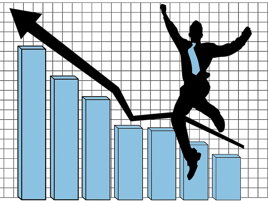 Business, Businessman, Success, Graph, Happy, Person, Corporate, Man, Business Professional, Celebration, Jumping