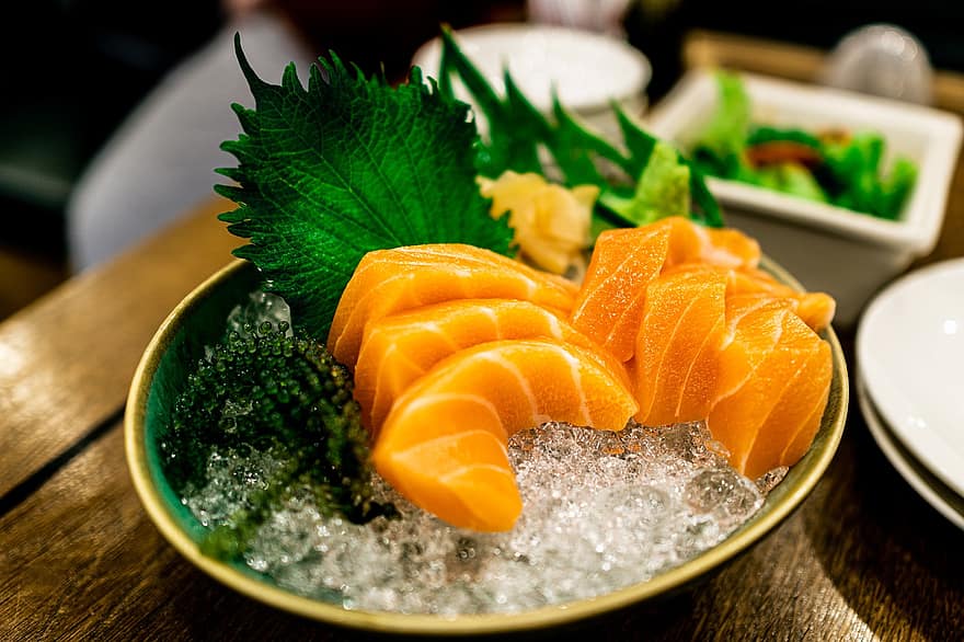 mat, sashimi, laks, reise, velsmakende, fisk, nydelig, sunn, sjømat, japan, måltid