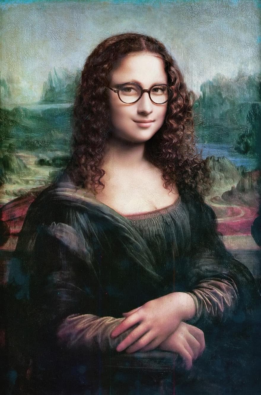 Mona Lisa, briller, portræt, kvinde, smil, mesterværk, udskiftning, billede, kunst, udstilling