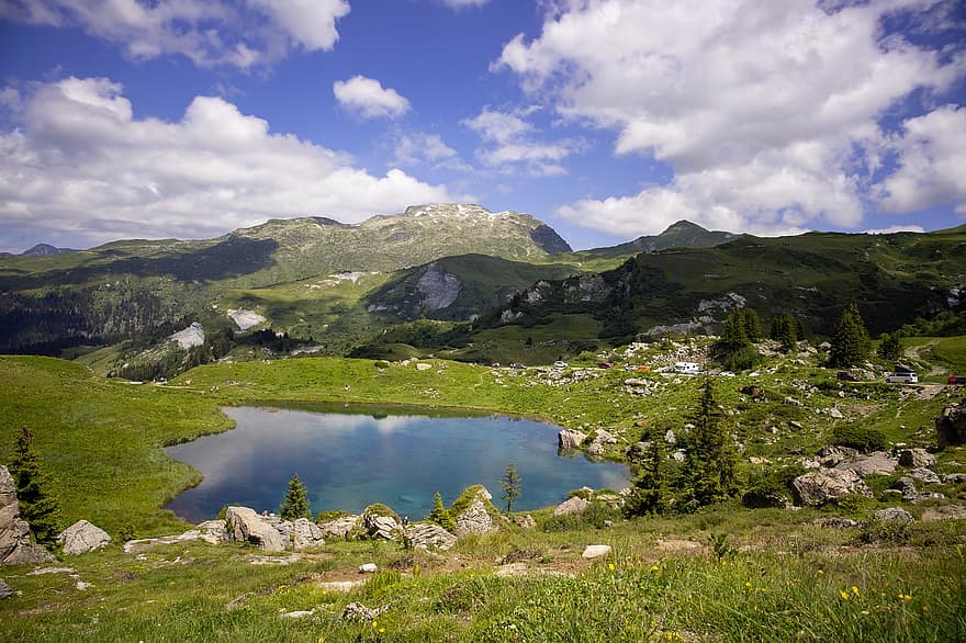 a tündérek tó, tó, Savoie, tájkép, természet, hegyek, Franciaország, Alpok