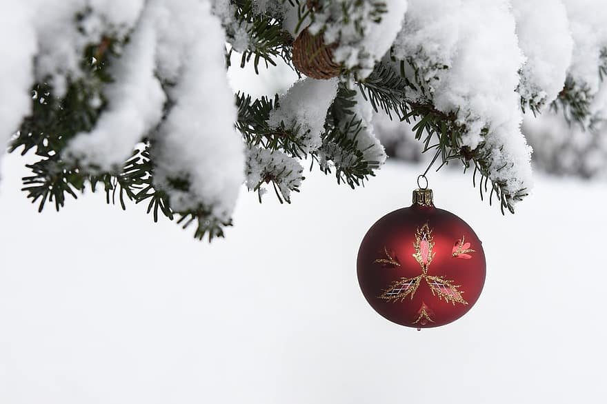 Decoraciones de navidad, bola del árbol de navidad, Decoración navideña, Navidad, nieve, invierno, adviento