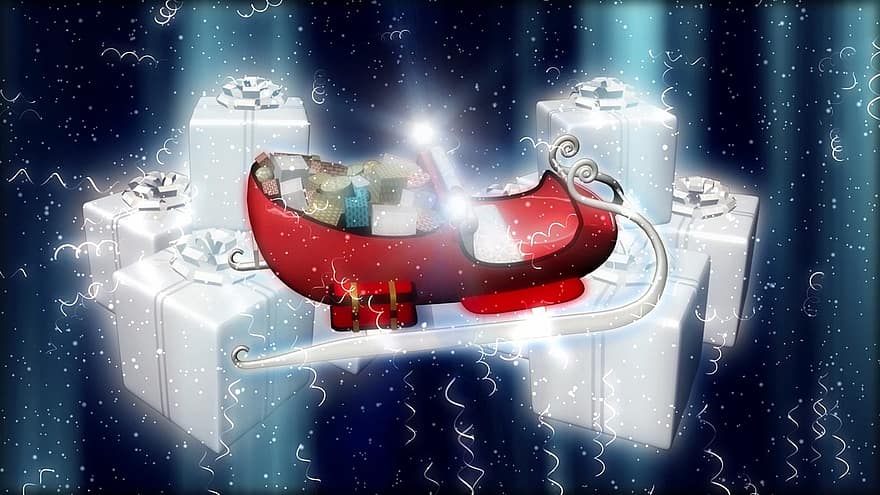 Nadal, santa, lliscar, neu, vermell, vacances, nadal, dibuixos animats, hivern, advent, fons
