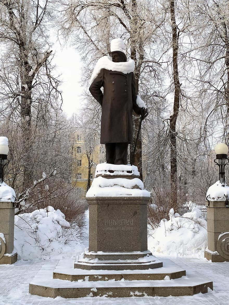 Russland, fylker, parken, monument, snø