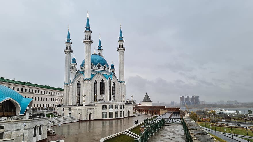 kul sharif, mecset, város, iszlám, muszlim, minaretek, épülethomlokzat, építészet, épületek, városi, Kazan