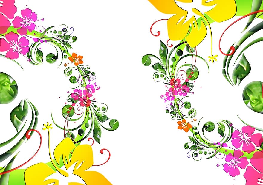 Flowers, Floral Design, Flora, Pattern, Blossom, Bloom, Summer, Leaves, Wallpaper, Spring, Lenz