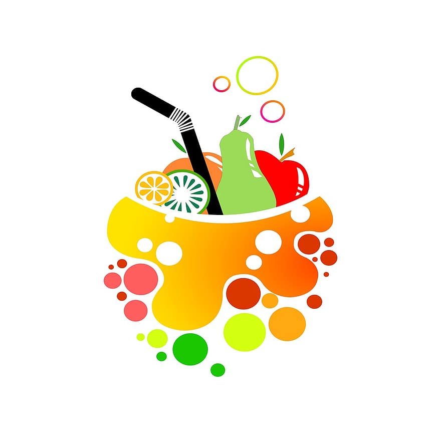 Juice, drikke, forfriskning, tørst, frisk, frugter, sød, moden, æble, fersken, kiwi