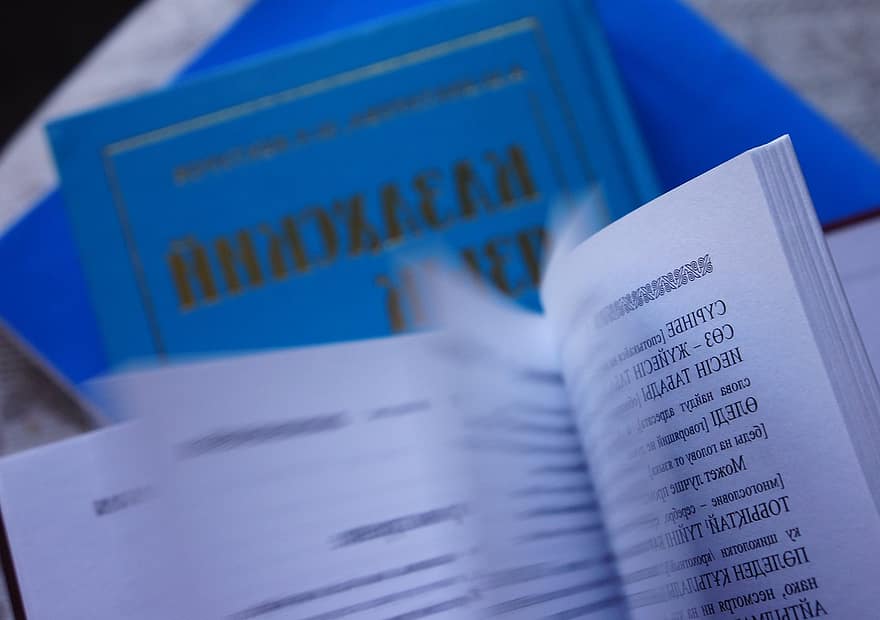 idioma kazajo, estudios, Kazajstán, libro, diccionario, páginas, idioma