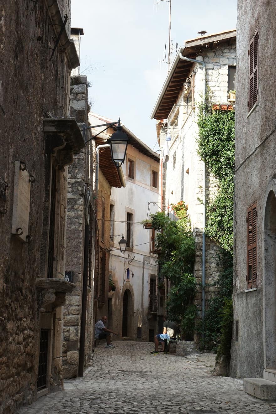 barri antic, carrer, Sermoneta, Itàlia, europa, carreró, paviment, carretera, edificis, edificis antics, històric