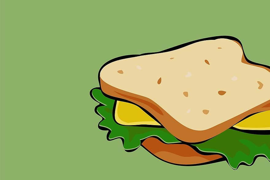 szendvics, kenyér, falatozás, ebéd, sajt, saláta, étkezés, egészséges, reggeli, friss, Zöld kenyér