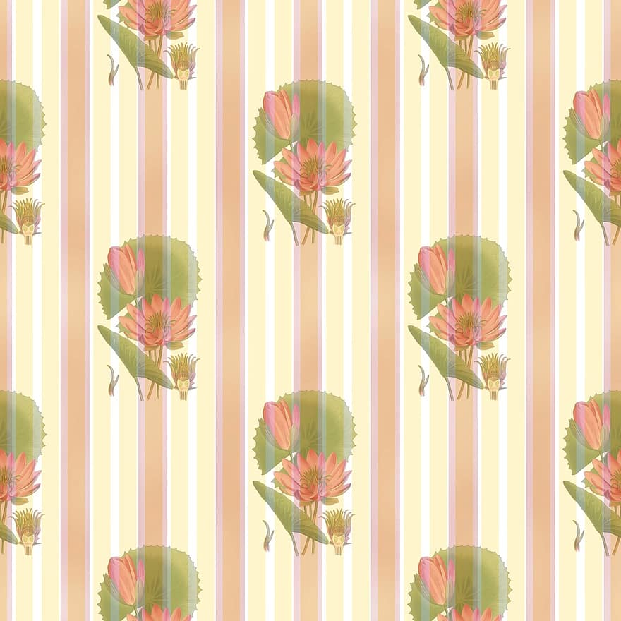 Lotus Blume, Seerose, Tapete, Wand, Abdeckung, Textil-, Streifen, nahtlos, Muster, Seerosenblatt, Hintergrund