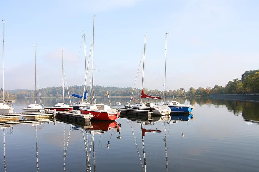 Sailing Boats, Boats, Lake, Water, Nature, Rest, Reflection, Saarland, Summer Time