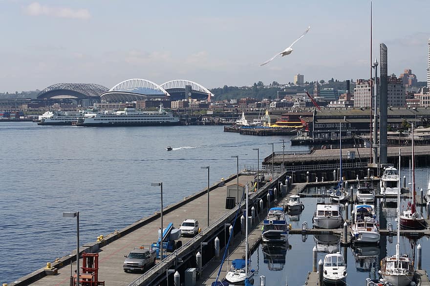 Seattle, kaupunki, satama, Washington, kuljetus, merenkulkualus, vesi, liikennemuoto, laivaus, kaupunkikuvan, kuuluisa paikka