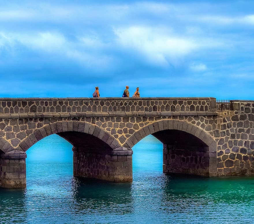 мост, путешествовать, туризм, исследование, на открытом воздухе, риф, Lanzarote, Канарские острова, море