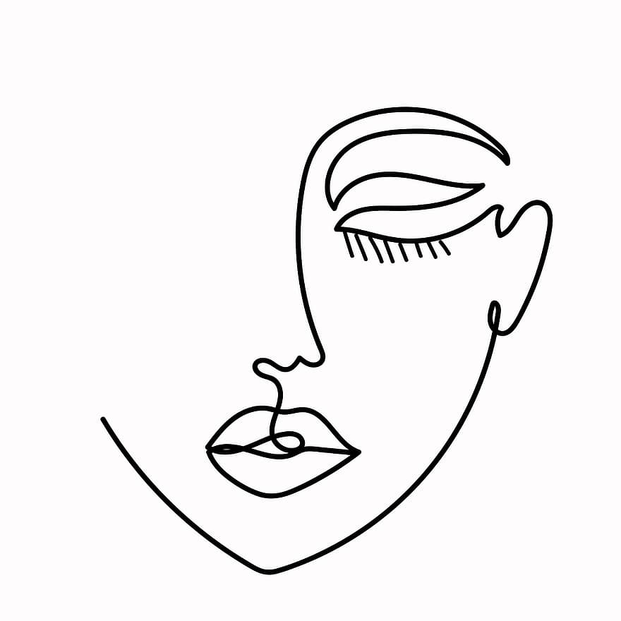donna, viso, disegno, semplice, femmina, sfondo, design, donne, illustrazione, volto umano, scarabocchio