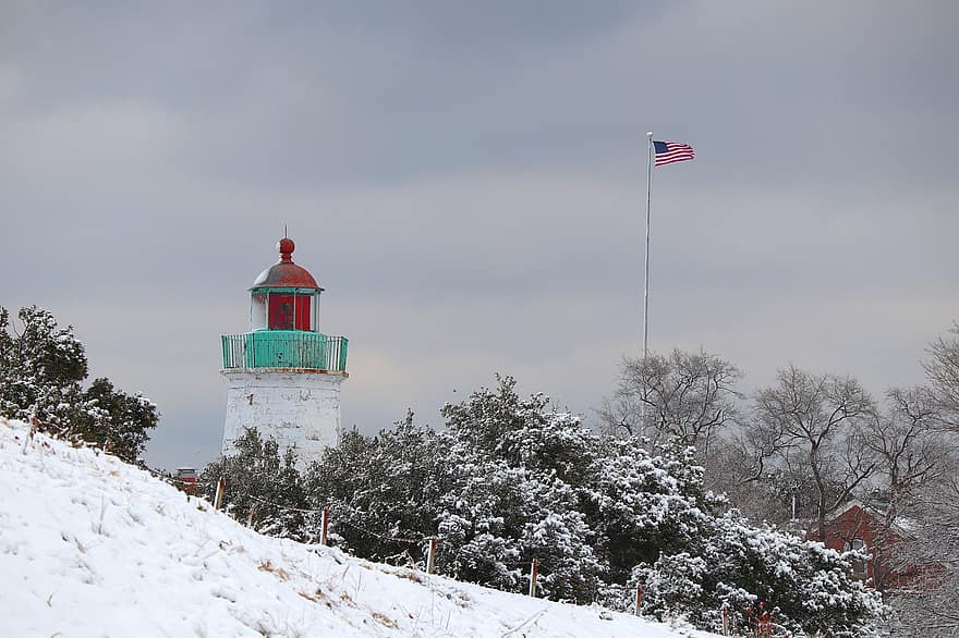 Winter, Nature, Lighthouse, Season, Snow, Outdoors, Flag, Snowy, Travel, Exploration, weather