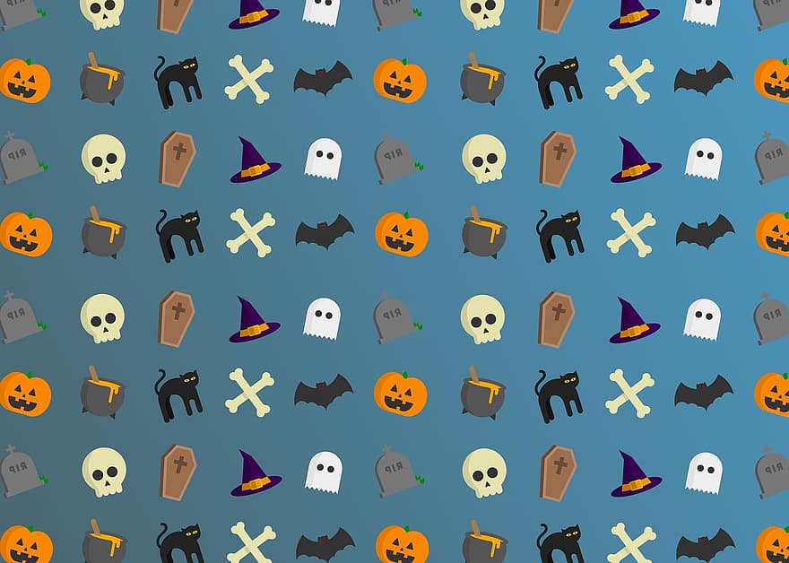 dia das Bruxas, gatos, abóbora, padronizar, bastão, assustador, feriado, bruxa, Outubro, celebração, desenho animado