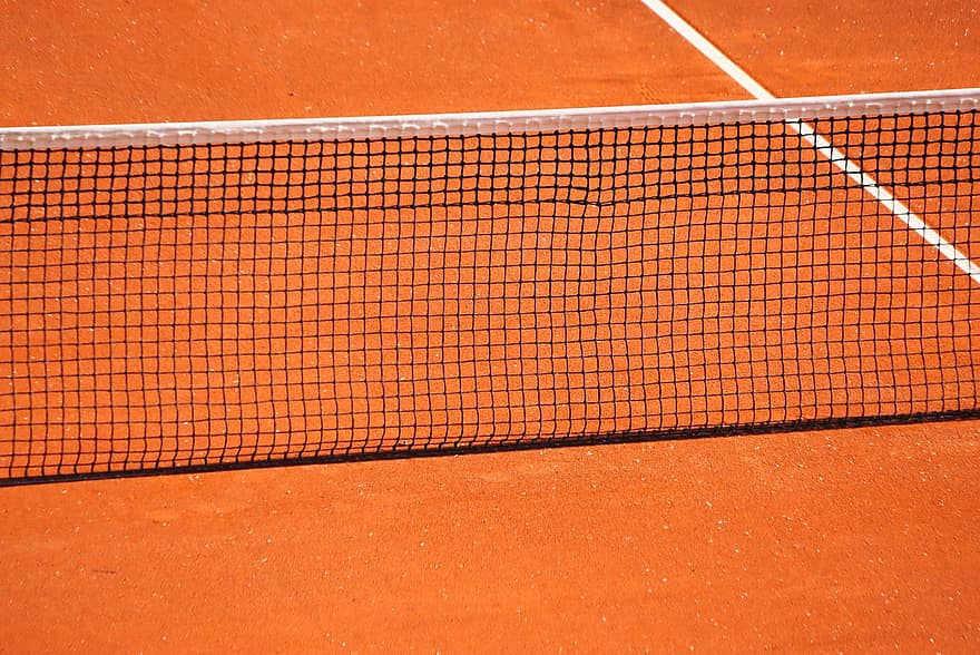 teniss, tenisa tīkls, tenisa korti, māla tiesa, Oranžā tiesa, sportu, bumba, konkurenci, tīkls, sporta aprīkojums, tenisa bumbiņa