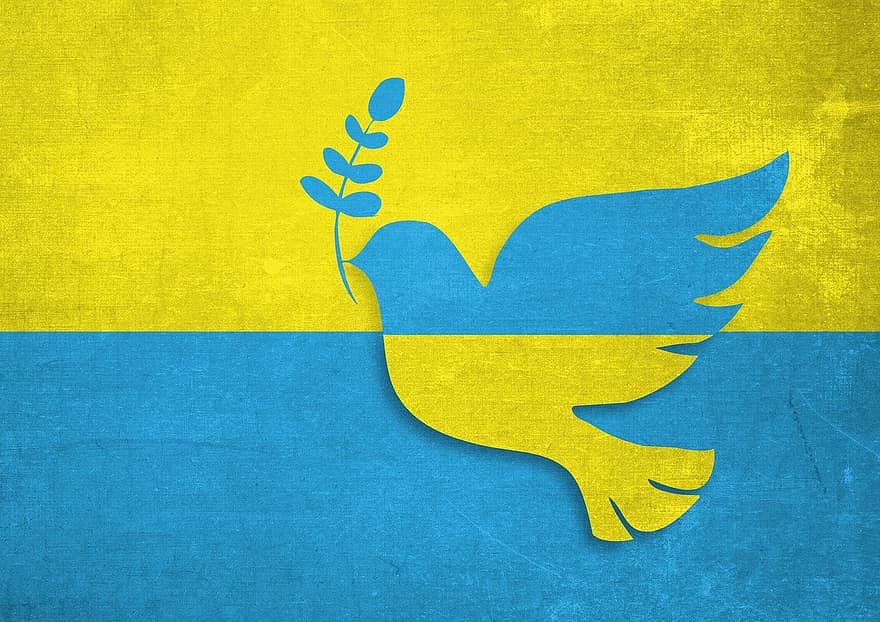 голубь мира, Украина, условное обозначение, флаг, мир, голубь, ветка, мирное, птица, флаг Украины, иллюстрация