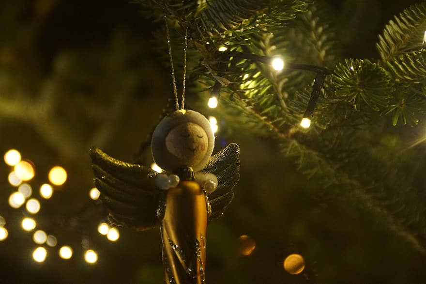 Angel, Christmas, Decoration, Christmas Tree, Angel Wings, Lights, Fairy Lights, Ornaments, Christmas Ornaments, Christmas Decoration, Christmas Decor