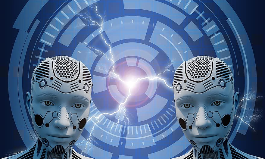 futuristisch, modern, Technologie, Roboter, Android, Fantasie, Science-Fiction, Blaue Technologie, blaue Wissenschaft