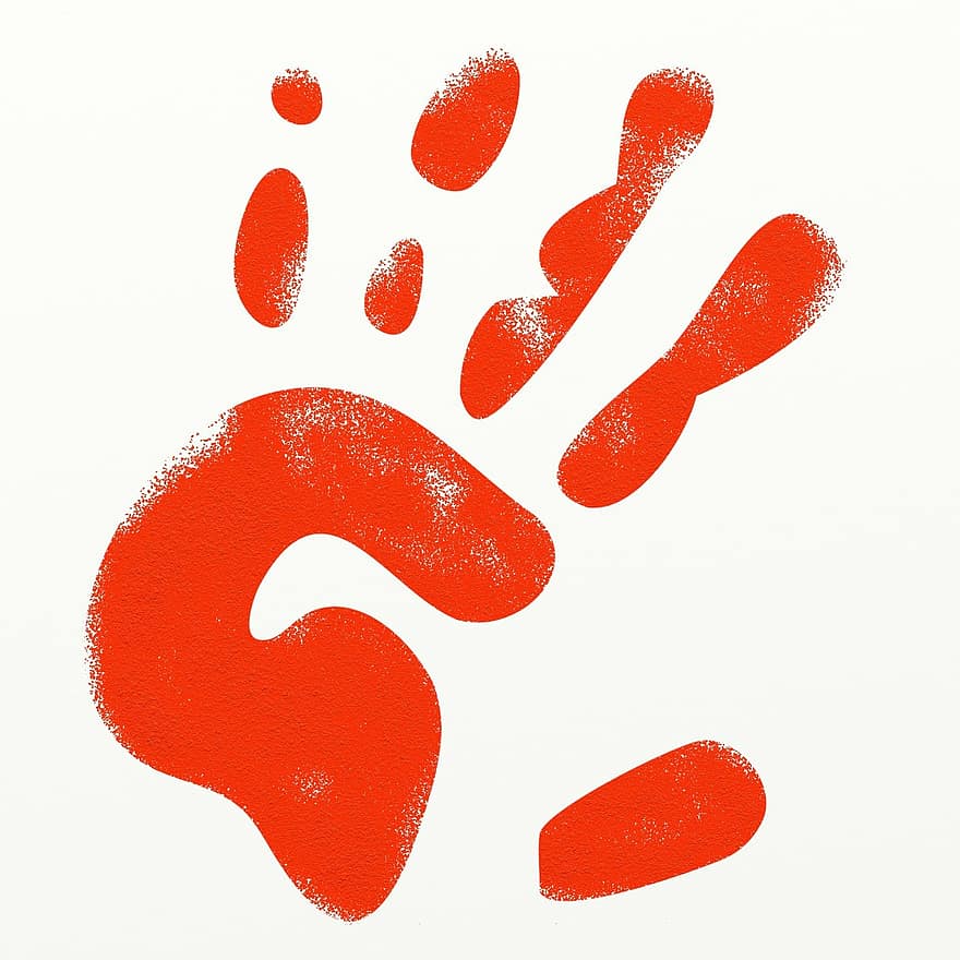 dipingere, rosso, mano, stampato a mano, anatomia, dita, bambini