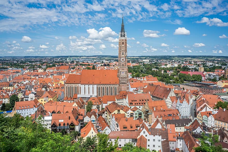 bavaria, Landshut, gereja, Arsitektur, jerman, pusat bersejarah, kota, Abad Pertengahan, melihat-lihat, niederbayern, pariwisata
