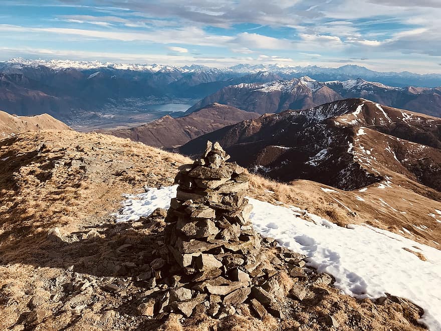Panorama fra Gazzirola, alpine rute, Alperne, gå, himmel, toppe, udflugter, vandring, bjerge, natur, skyer