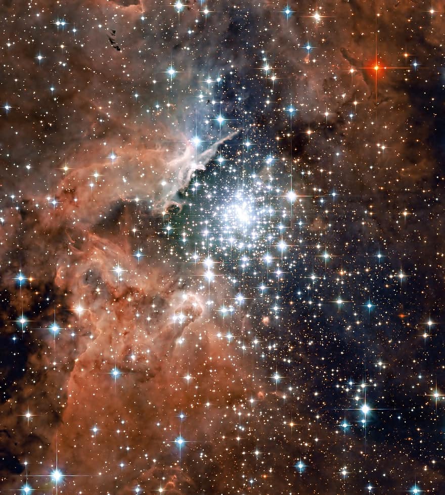 ngc 3603, stjernetåge, plads, stjerner, klynge af stjerner, konstellation, astronomiske objekt, støv, gas, stjernedannelse, emission nebula