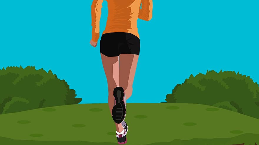 aktiv, parkere, kvinde, sport, uden for, pige, sund og rask, løbe, atlet, marathon, fitness