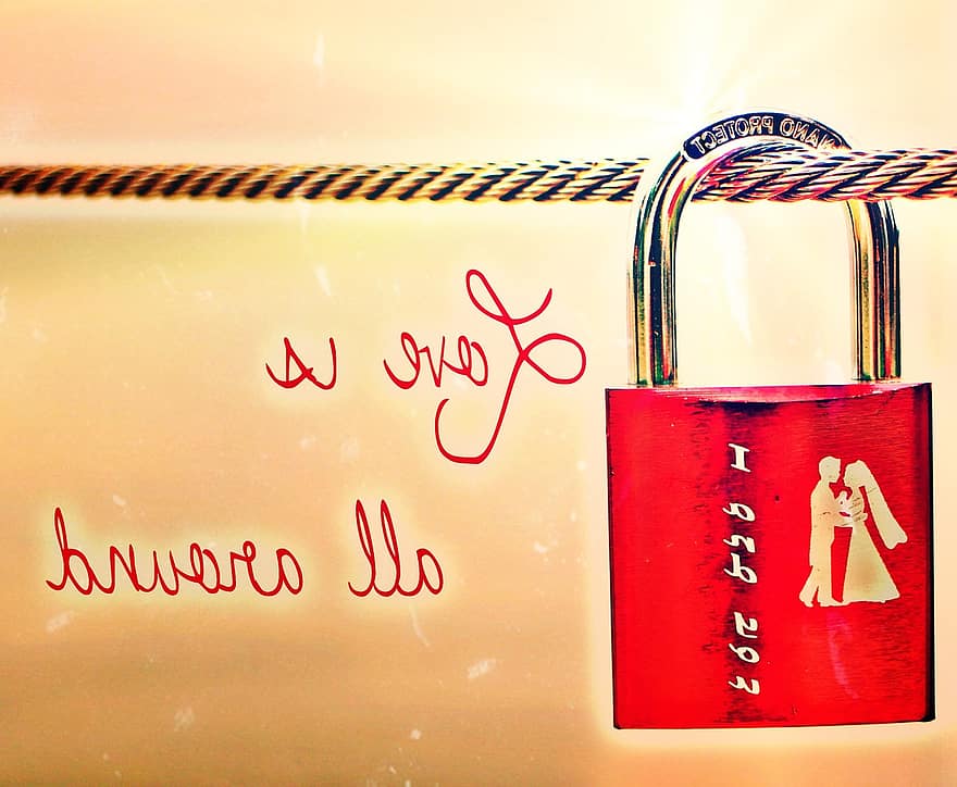 kærlighed, romantik, samvær, Valentins Dag, bryllup, slot, sikkerhedslås