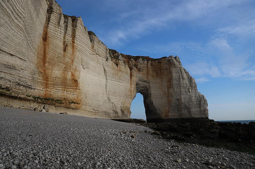Sea Arch, Cliff, Beach, Rocks, Pebbles, Sea, Coast, Coastline, Ridge, Nature, Normandy