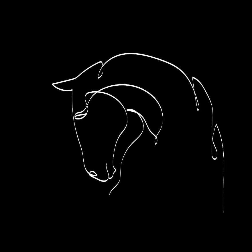häst, bohemisk, ritning, enkel, lätt, design, illustration, vektor, bruka, silhuett, symbol