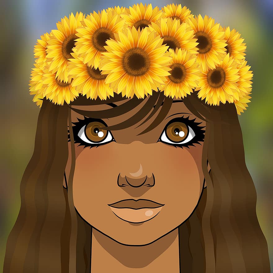 Child, Girl, Flower Crown, Headdress, Sunflowers, Flowers, Kid, Pretty, Cute, Female, Young