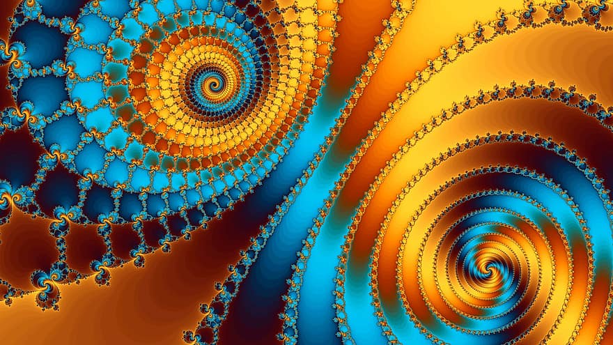 fractal, skaitmeninis menas, santrauka, spirale, sūkurį, auksas, gradientas, apakinti, hipnotizuojantis, fonas, modelį