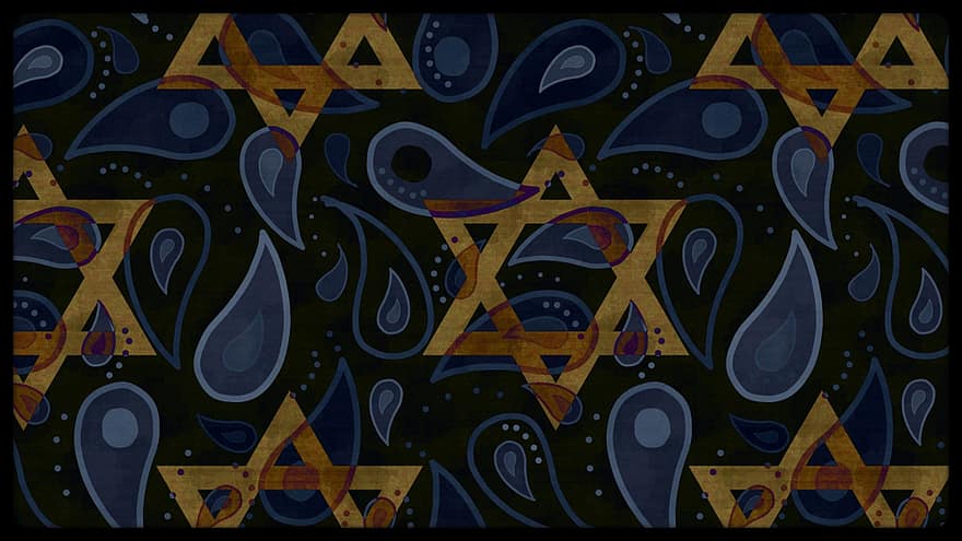 Sterne, Davidstern, magen david, jüdisch, Judentum, Jüdische Symbole, Judentum-Konzept, Gold, Paisley, orientalisch, östlichen