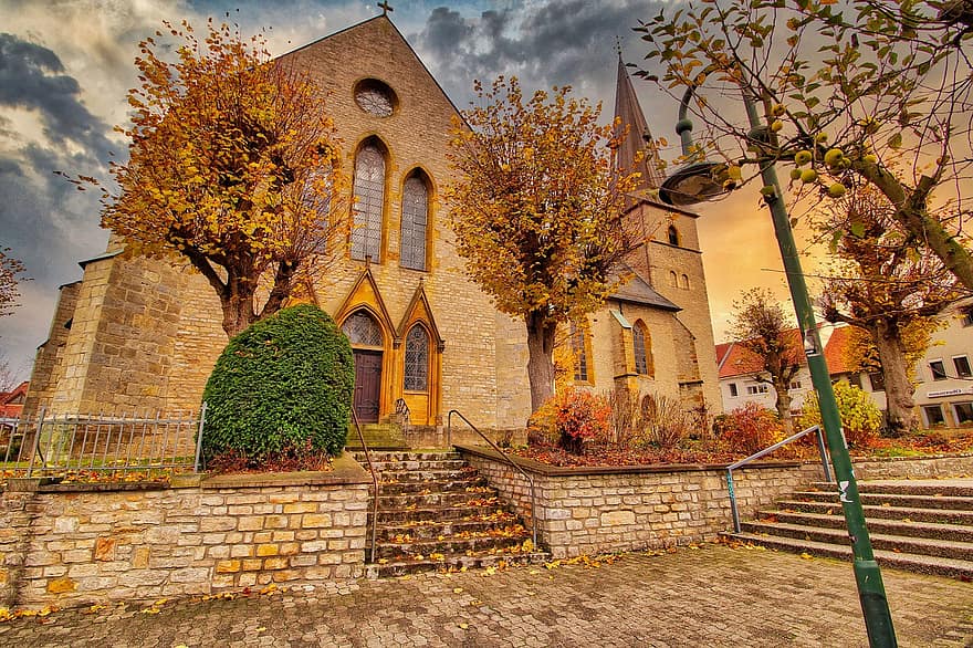 Chiesa, autunno, stagione, Werther, Ostwestfalen, Germania