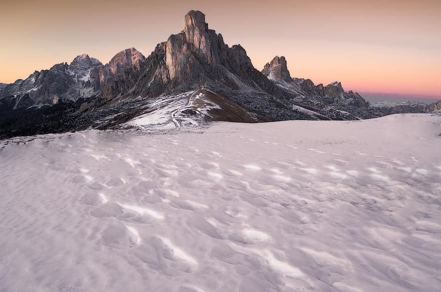Dolomites, Landscape, Mountain, Snow, Winter, Italy, Alps, Travel, Exploration, mountain peak, mountain range