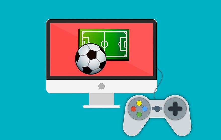 joystick, permainan, gamepad, sepak bola, televisi, bidang, layar, menghibur, elektronik, peralatan, kontrol