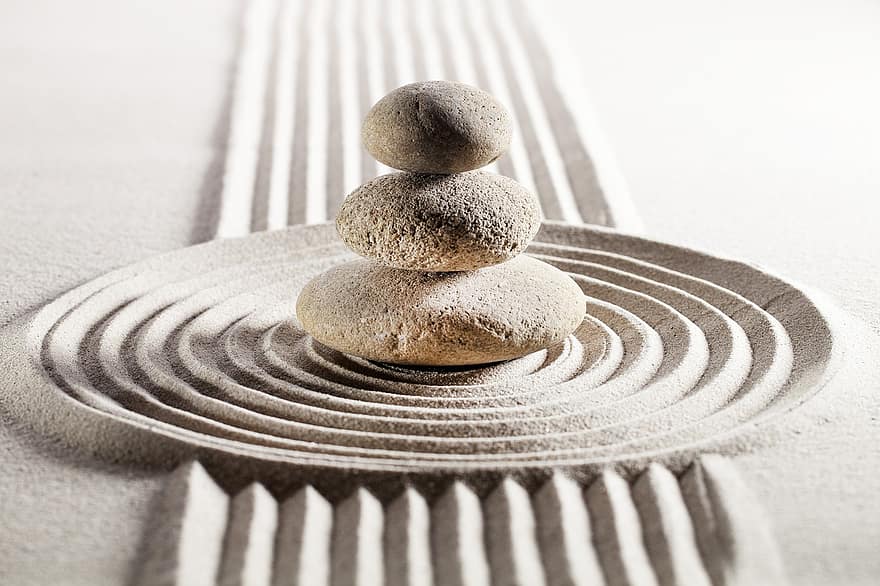 Дзен, пясък, камъни, баланс, медитация, йога, духовност, будизъм, уелнес